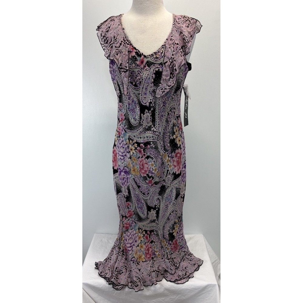 NEW! Vtg Y2K Lola P Slip Maxi Dress Medium Purple Paisley Fairy Whimsigoth